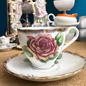 Floral Teacup and Saucer Set